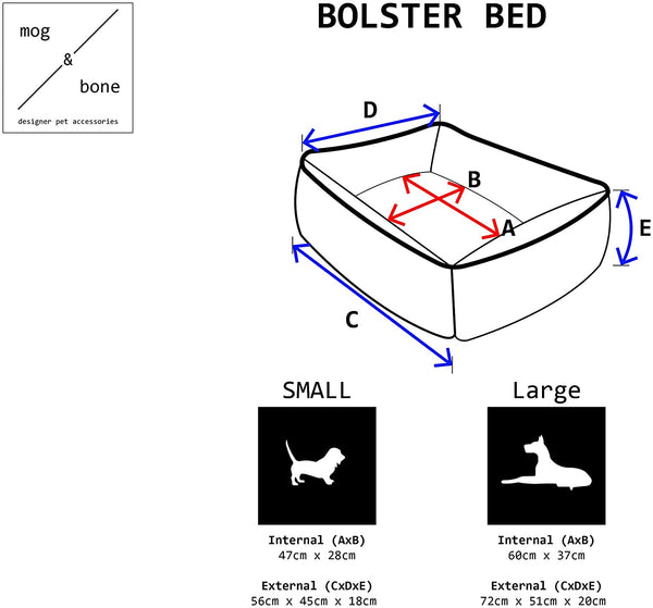 Mog & Bone Bolster Bed - Blue Dog