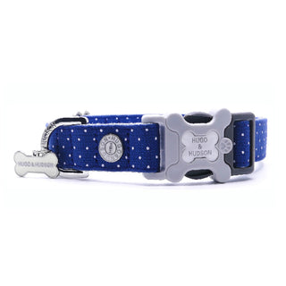 Hugo & Hudson Navy Polka Dot Dog Collar