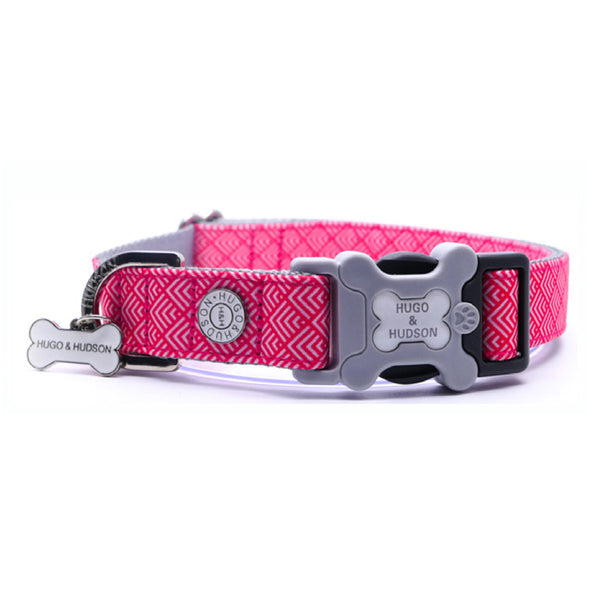 Hugo & Hudson Pink Geometric Dog Collar